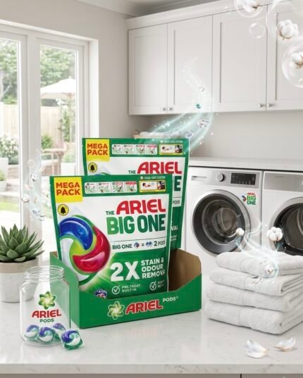 Ariel The Big One PODS, Washing Liquid Laundry Detergent Capsules, Original, 2X Stain & Odour Removal, Fast Dissolving Even in Cold